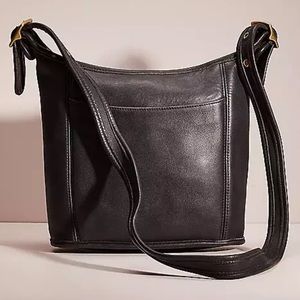 Vintage Coach Glove Tanned Leather Medium Black Slim Duffle Sac Purse Bag Rare